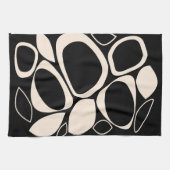 Modernes Abstraktes Schwarz Cream Muster Geschirrtuch (Horizontal)