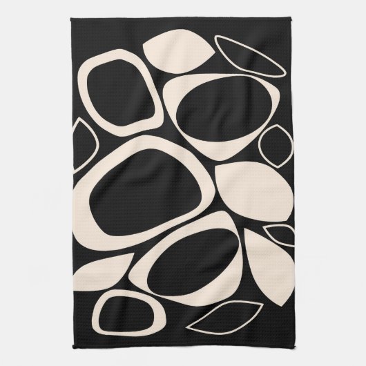 Modernes Abstraktes Schwarz Cream Muster Geschirrtuch (Vertikal)