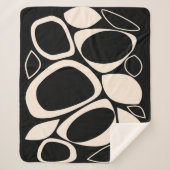 Modernes Abstraktes Schwarz Cream Muster Sherpadecke (Vorderseite)