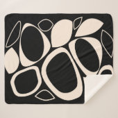 Modernes Abstraktes Schwarz Cream Muster Sherpadecke (Vorderseite (Horizontal))