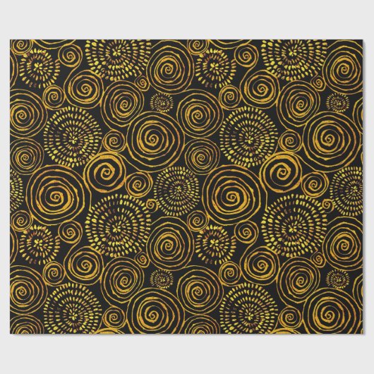 Modernes Abstraktes Schwarz-Gold-Geometrie-Muster Geschenkpapier (Flach)