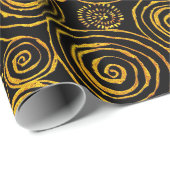 Modernes Abstraktes Schwarz-Gold-Geometrie-Muster Geschenkpapier (Rolleneckpunkt)