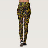 Modernes Abstraktes Schwarz-Gold-Geometrie-Muster Leggings (Rückseite)