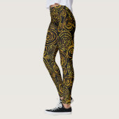 Modernes Abstraktes Schwarz-Gold-Geometrie-Muster Leggings (Links)