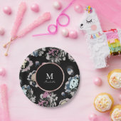 Modernes abstraktes Schwarz-Monogramm Pappteller (Party)