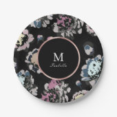 Modernes abstraktes Schwarz-Monogramm Pappteller (Vorderseite)