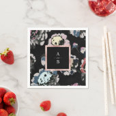 Modernes abstraktes Schwarz-Monogramm Serviette (Beispiel)