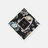 Modernes abstraktes Schwarz-Monogramm Serviette (Ecke)