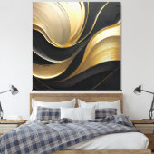 Modernes Abstraktes Schwarz und Gold Leinwanddruck (Insitu (Schlafzimmer))