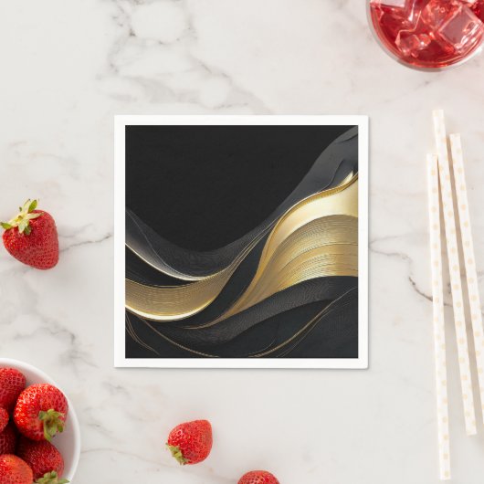 Modernes Abstraktes Schwarz und Gold Serviette (Beispiel)