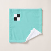 Modernes Abstraktes Schwarz/Weiß auf Aquamarin Badhandtuch Set (Waschlappen)