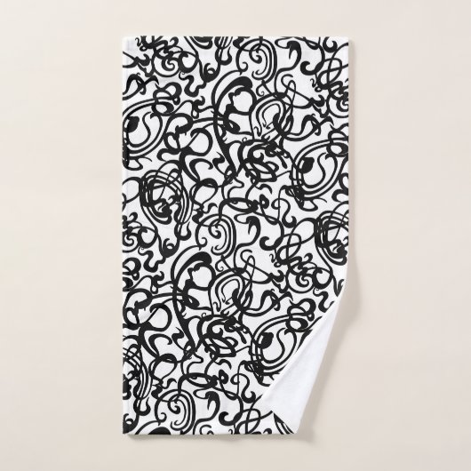 Modernes Abstraktes Schwarz-weiß Badhandtuch Set (Handtuch)