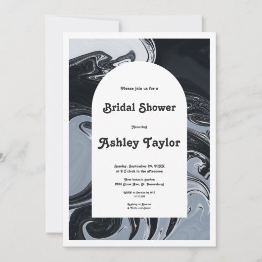 Modernes Abstraktes Schwarz-Weiß-Brautparty Einladung (Vorderseite)