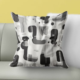 Modernes Abstraktes Schwarz-Weiß-Geometrie Kissen