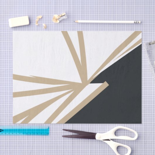 Modernes Abstraktes Schwarz-weiß Golden Seidenpapier (Handwerk)