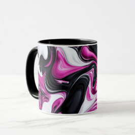 Modernes Abstraktes Schwarz, Weiß, Magenta Kunst T Tasse