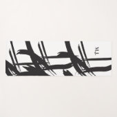 Modernes Abstraktes Schwarz-Weiß-Monogramm Yogamatte (Vorderseite (Horizontal))