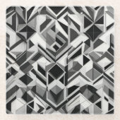 Modernes Abstraktes Schwarz-Weiß-Muster Glasuntersetzer (Vorderseite)