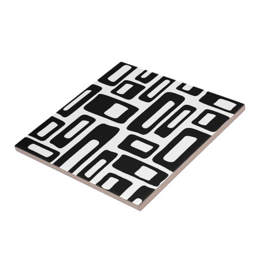 Modernes Abstraktes Schwarz-Weiß-Muster im Mittela Fliese (Seite)