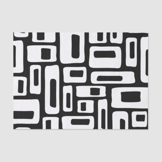 Modernes Abstraktes Schwarz-Weiß-Muster im Mittela Seidenpapier (Vorderseite)