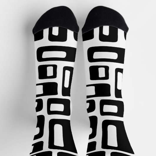 Modernes Abstraktes Schwarz-Weiß-Muster im Mittela Socken (Oben)