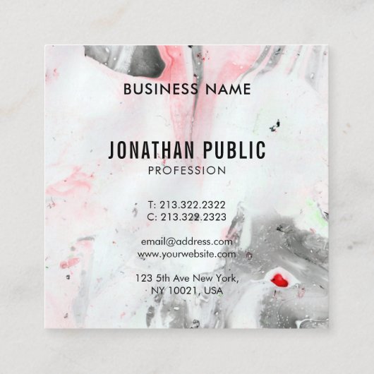 Modernes Abstraktes Schwarz-Weiß-Template Quadratische Visitenkarte (Rückseite)