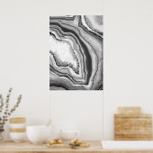 Modernes Abstraktes Schwarz-weißes Agate Geode Gem Poster (Küche)