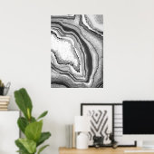 Modernes Abstraktes Schwarz-weißes Agate Geode Gem Poster (Heimbüro)