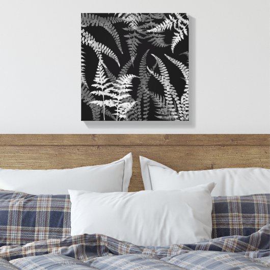 Modernes Abstraktes Schwarz-weißes Fern Leinwanddruck (Insitu (Schlafzimmer))