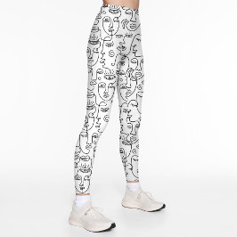 Modernes, Abstraktes Schwarz-weißes Frontseilmuste Leggings