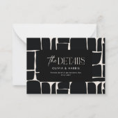 modernes, abstraktes Schwarz-weißes Hochzeitsdetai Mitteilungskarte (Vorderseite)