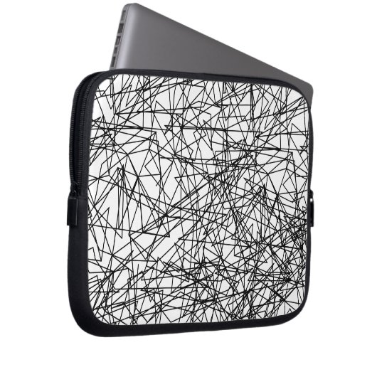 modernes abstraktes Schwarz-weißes künstlerisches Laptopschutzhülle (Vorne Rechts)