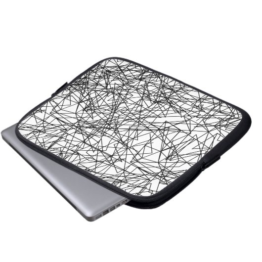 modernes abstraktes Schwarz-weißes künstlerisches Laptopschutzhülle (Vorne Knopf)