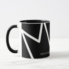 Modernes, Abstraktes Schwarz-weißes Monogramm-Syst Tasse