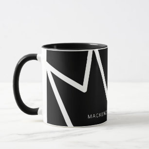 Modernes, Abstraktes Schwarz-weißes Monogramm-Syst Tasse