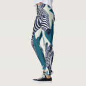 Modernes Abstraktes Schwarz-weißes Zebrastreifen-M Leggings (Links)