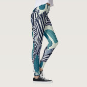 Modernes Abstraktes Schwarz-weißes Zebrastreifen-M Leggings (Rechts)