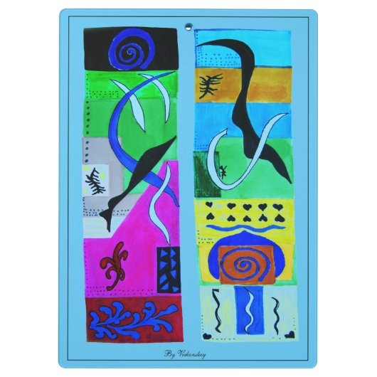 Modernes Abstraktes Schwarzes Blau С farbenfrohe G Klemmbrett (Rückseite)