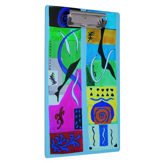 Modernes Abstraktes Schwarzes Blau С farbenfrohe G Klemmbrett (Rechts)