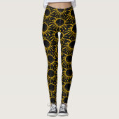 Modernes Abstraktes Schwarzes Flurmuster Leggings (Vorderseite)