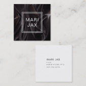 Modernes Abstraktes Schwarzes Gewebe fließend Quadratische Visitenkarte (Vorne/Hinten)