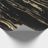 Modernes Abstraktes Schwarzes Gold-Marmor Geschenkpapier (Ecke)