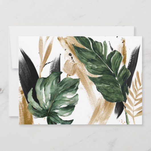 Modernes abstraktes  Schwarzgold Save the Date Einladung (Rückseite)