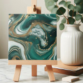 Modernes Abstraktes Smaragdgrün- und Goldmarmor Fliese