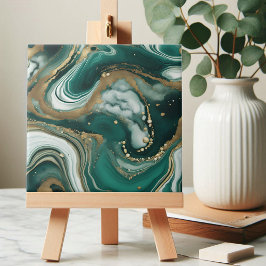 Modernes Abstraktes Smaragdgrün- und Goldmarmor Fliese