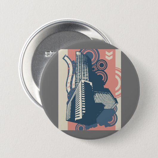 Modernes Abstraktes Stadtbild Button (Vorne & Hinten)