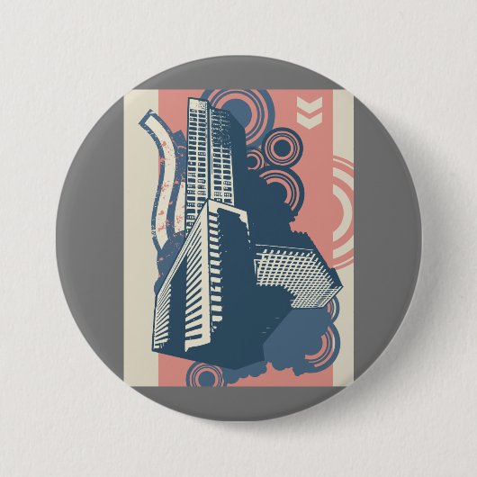 Modernes Abstraktes Stadtbild Button (Vorderseite)