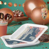 Modernes Abstraktes Stadtbild Pappteller