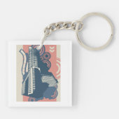 Modernes Abstraktes Stadtbild Schlüsselanhänger (Rückseite)
