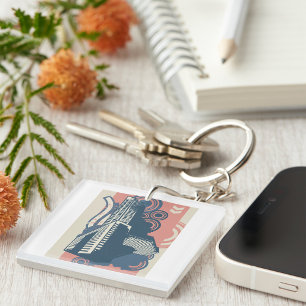 Modernes Abstraktes Stadtbild Schlüsselanhänger